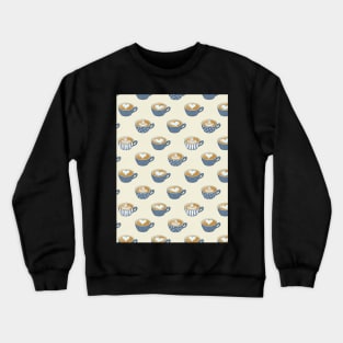 Latte Art in Cute Blue Grey Coffee Mugs Crewneck Sweatshirt